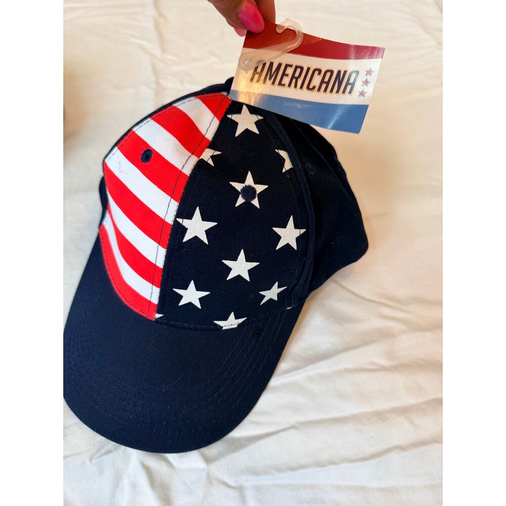 Patriotic Americana US Flag Stars and Stripes Adjustable Baseball Hat Cap NWT
